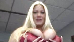 Amazing blonde Samantha 38G with curvy tits bounces on juicy stick passionately